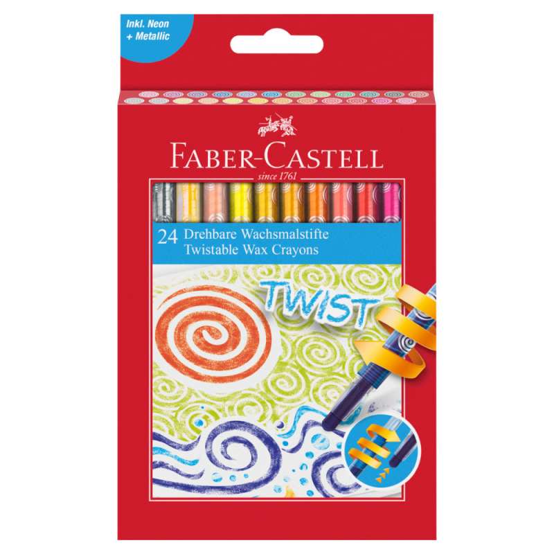 FABER-CASTELL Wachsmalkreide - wasserfest 24er Set drehbar