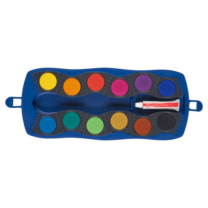FABER-CASTELL Farbkasten Connector und Einzelfarben 12er Farben blau Box