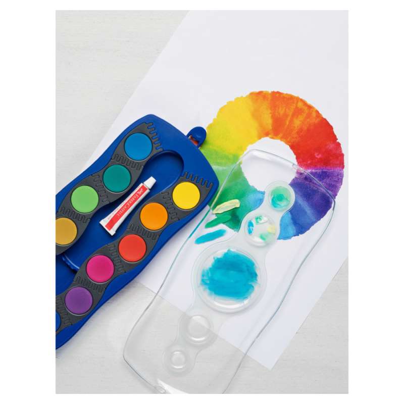 FABER-CASTELL Farbkasten Connector und Einzelfarben 12er Farben blau malen