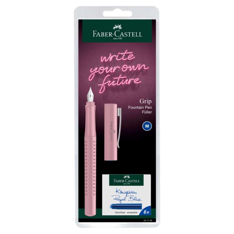 FABER-CASTELL Füller Grip 2010 rose shadows (M) Harmony + 6x Tintenpatronen