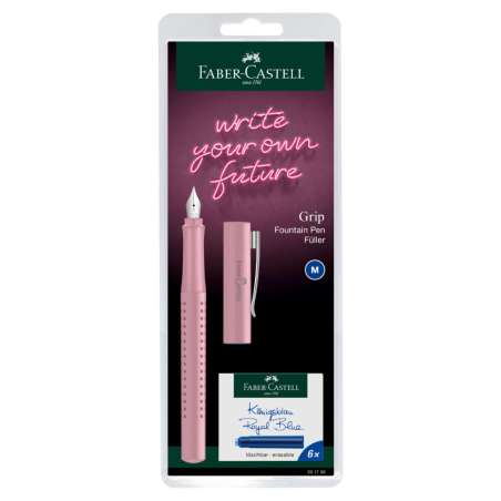 FABER-CASTELL Füller Grip 2010 rose shadows (M) Harmony + 6x Tintenpatronen