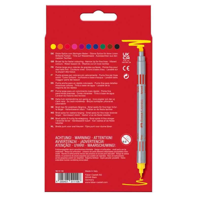 FABER-CASTELL Fasermaler - Filzstift Doppelfasermaler 10er Set hinten