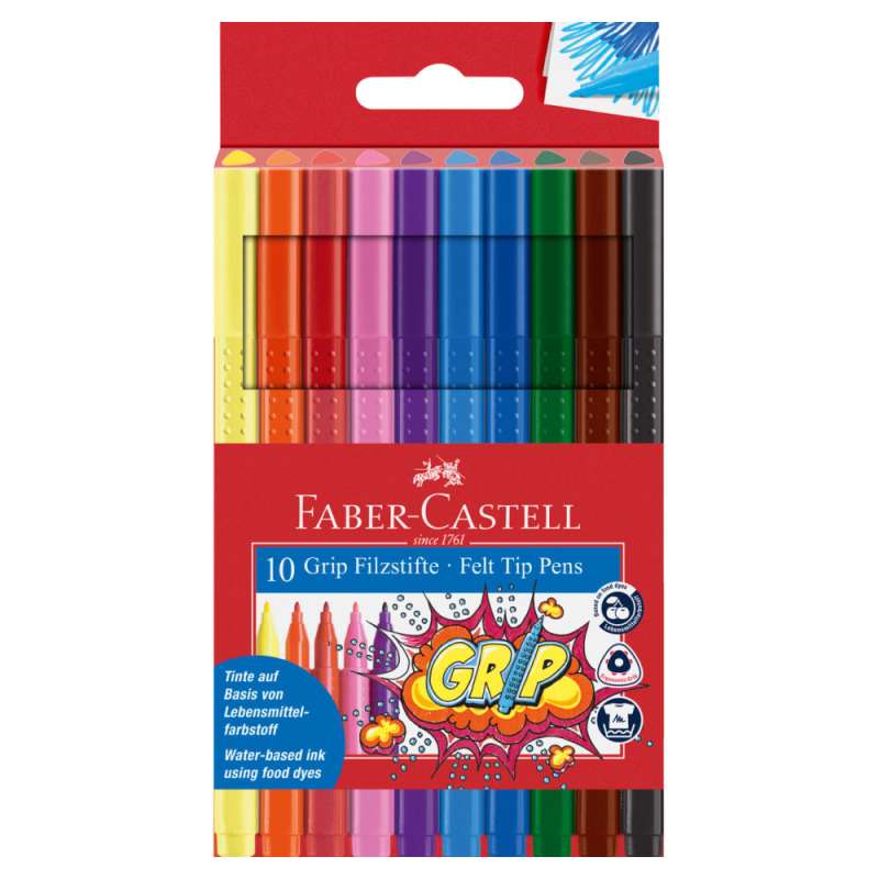FABER-CASTELL Fasermaler - Filzstift Grip 10er Set