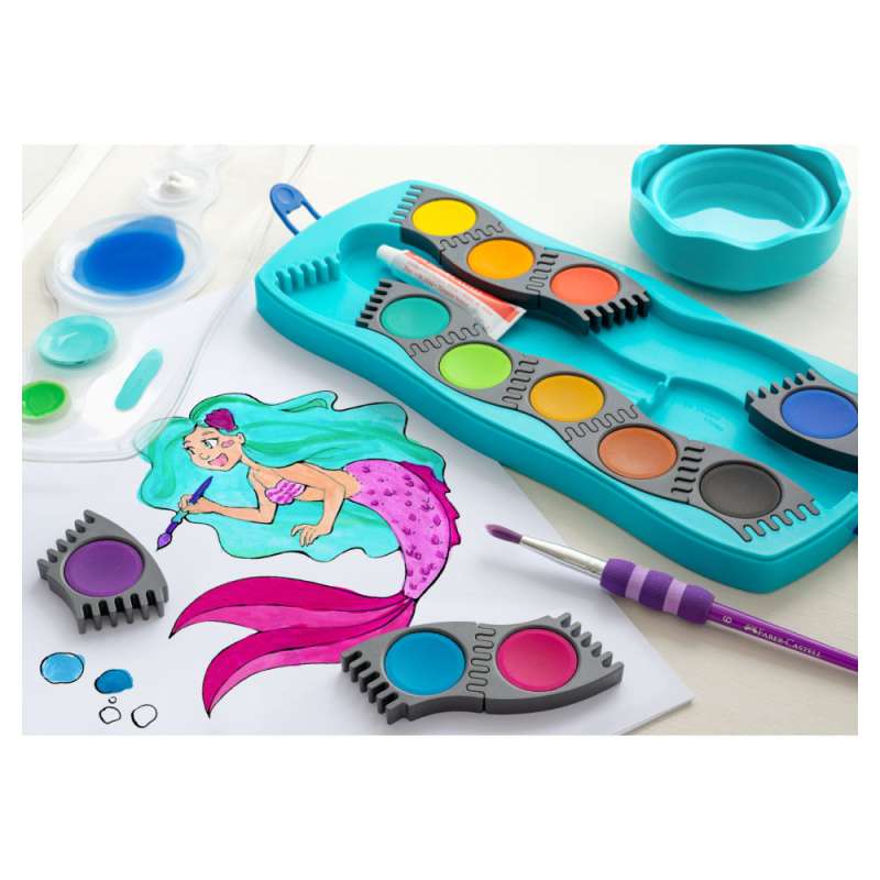FABER-CASTELL Wasserbecher Clic and Go türkis Deko
