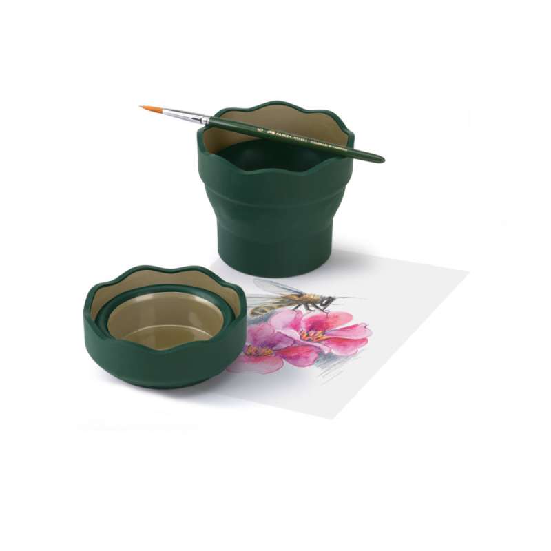 FABER-CASTELL Wasserbecher Clic and Go dunkelgrün Pinsel