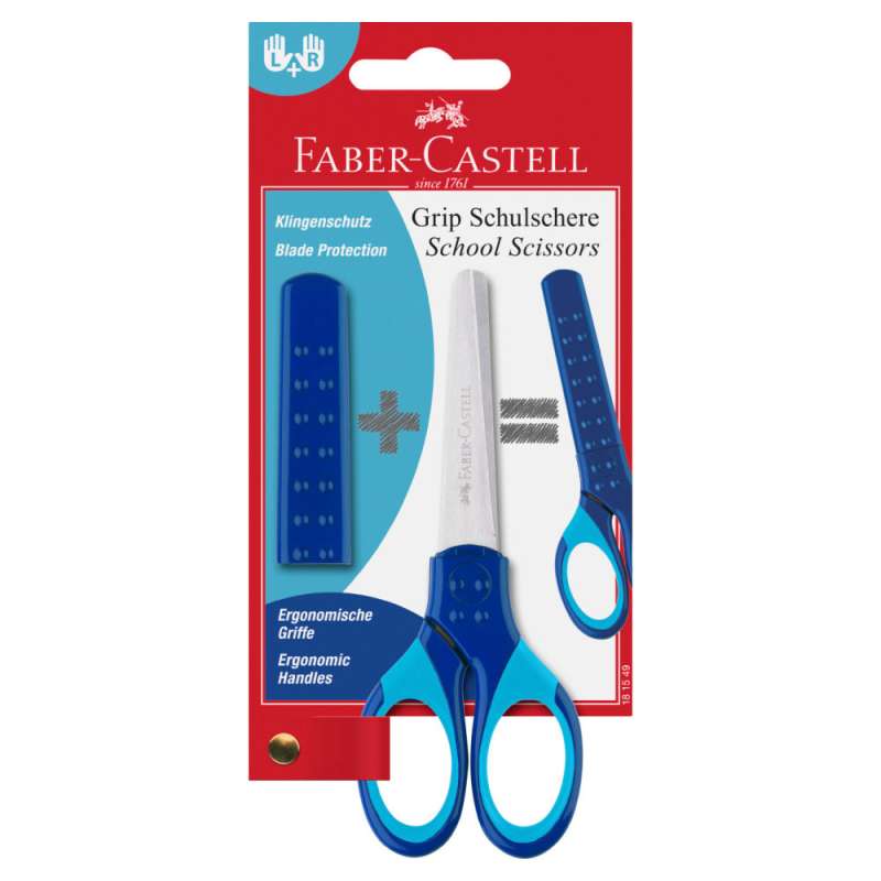 FABER-CASTELL Grip Schulschere blau Verpackung
