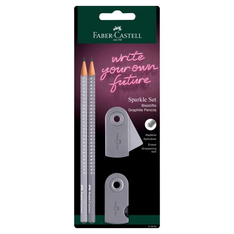 FABER-CASTELL Schreibset Grip Sparkle 4er Set grau