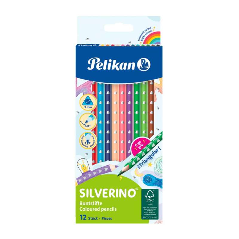PELIKAN Buntstifte SILVERINO - dreikant dünn 12er Set