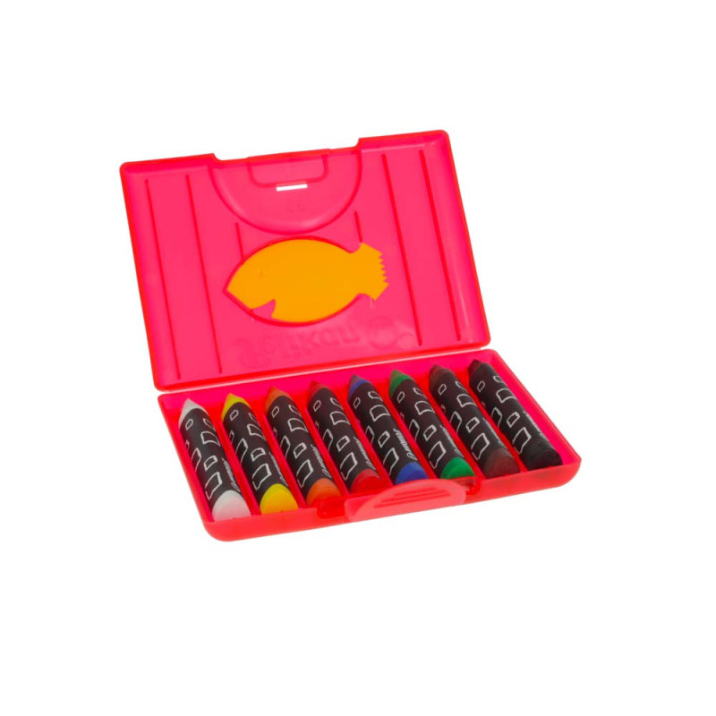 PELIKAN Wachsmalstifte 8er Set - dreieckig wasserfest Box