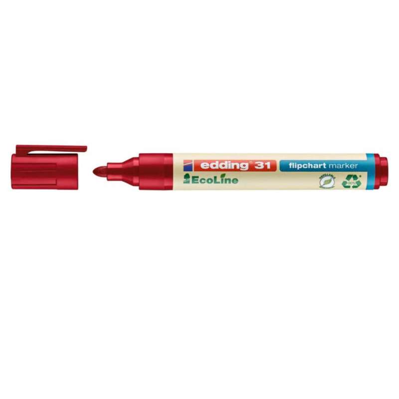 EDDING Flipchartmarker 31 und 32 Ecoline rot 1,5 - 3 mm offen