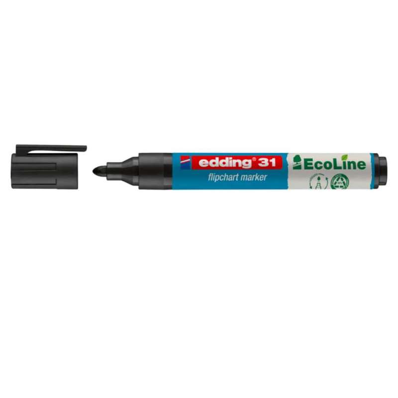 EDDING Flipchartmarker 31 und 32 Ecoline schwarz 1,5 - 3 mm offen